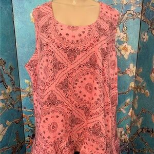 Chelsea Studio Pink Print Ruffle Hem Tunic Top
